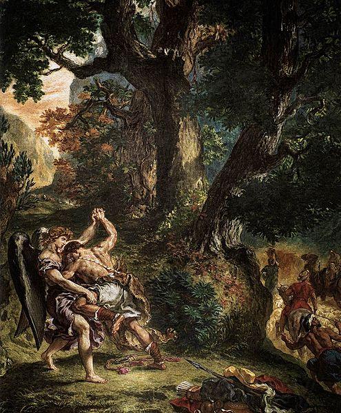Eugene Delacroix Jacob Wrestling with the Angel France oil painting art